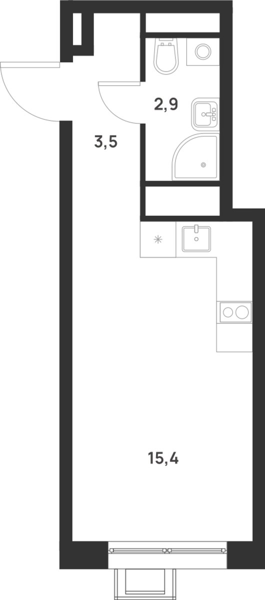 Планировка 21.8 м²