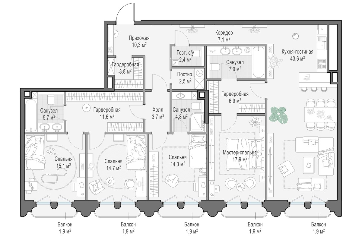 Планировка 174.7 м²