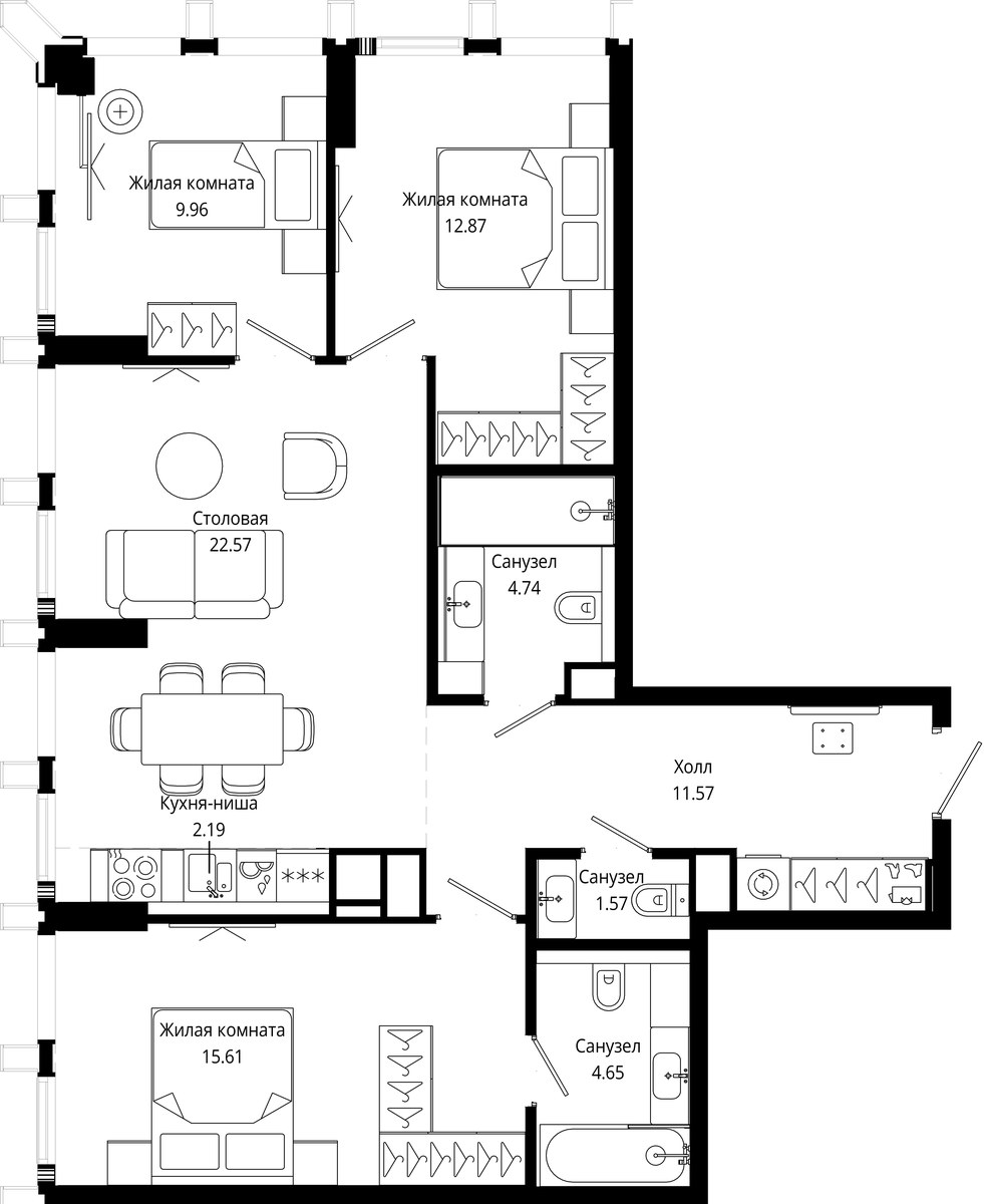 Планировка 86.3 м²