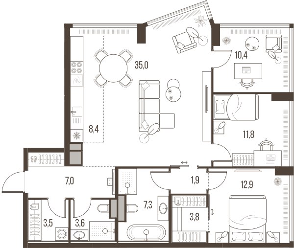 Планировка 105.7 м²