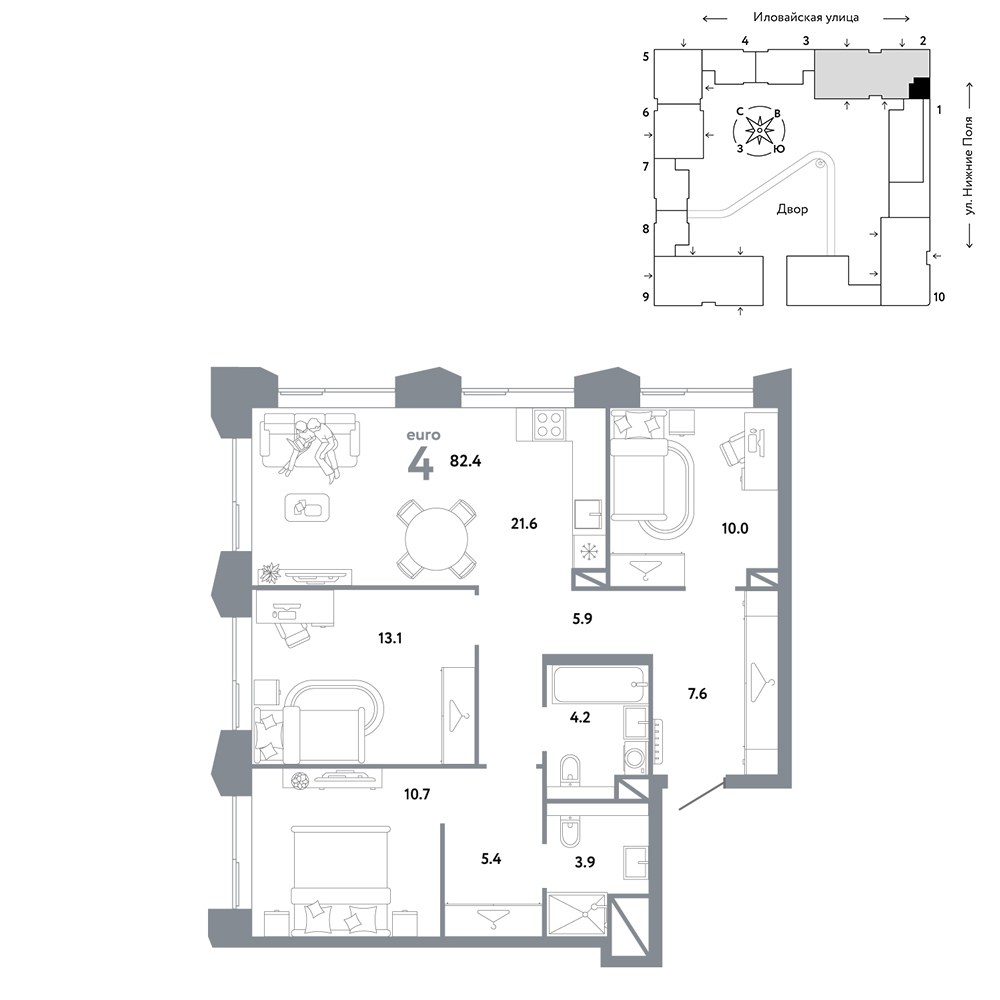 Планировка 82.4 м²