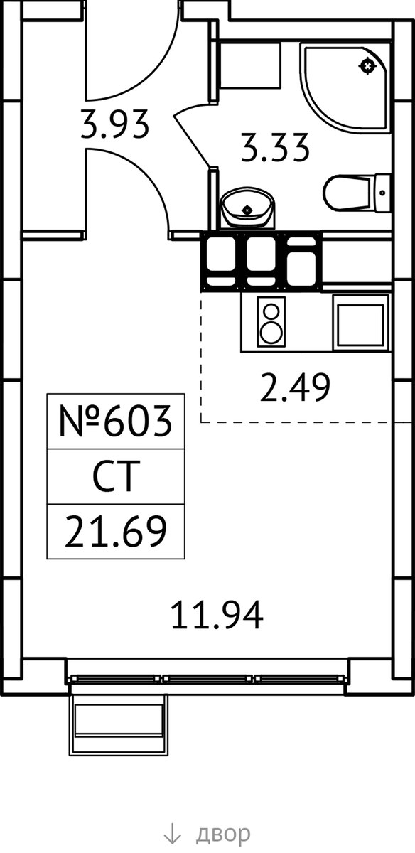 Планировка 21.69 м²
