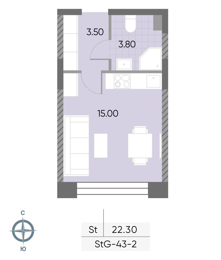 Планировка 22.3 м²