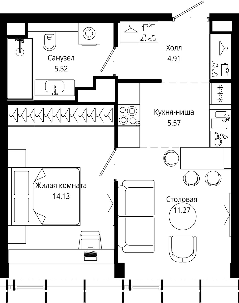 Планировка 41.4 м²