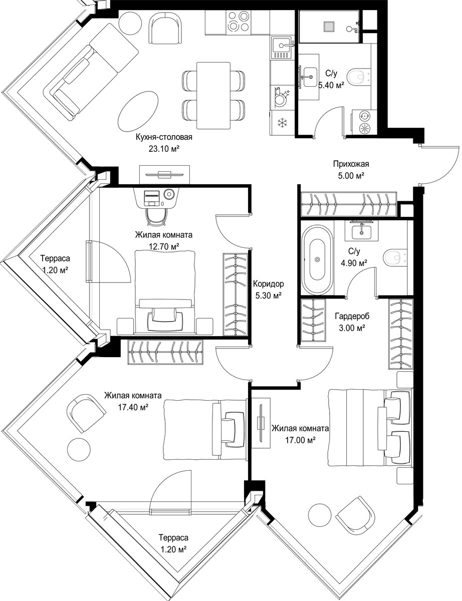 Планировка 96.2 м²