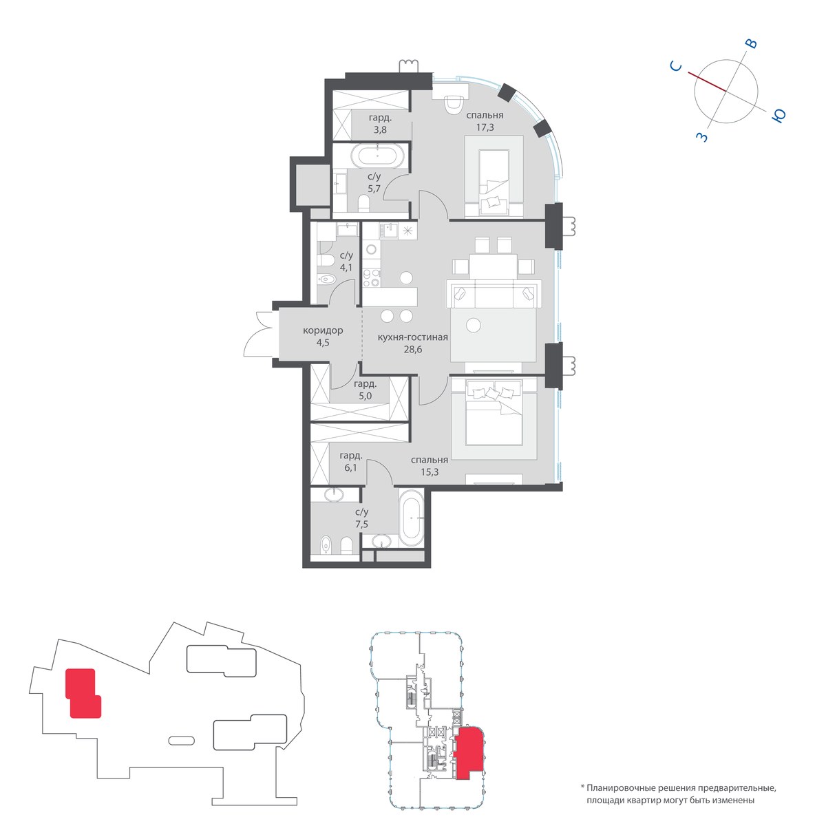 Планировка 98.9 м²