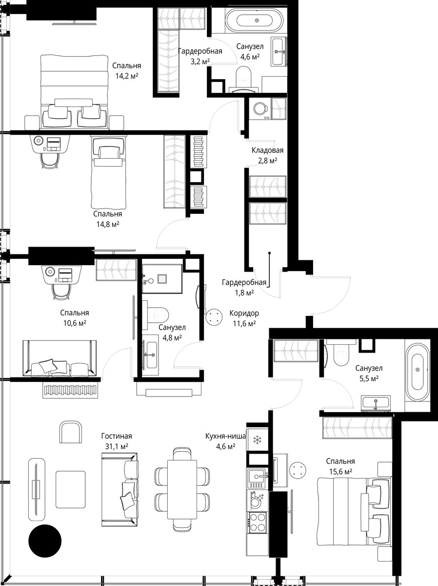 Планировка 125.2 м²