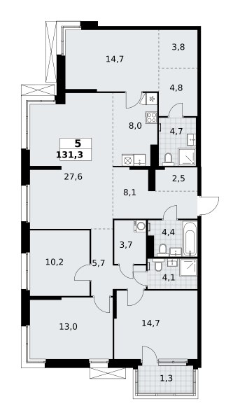 Планировка 131.3 м²