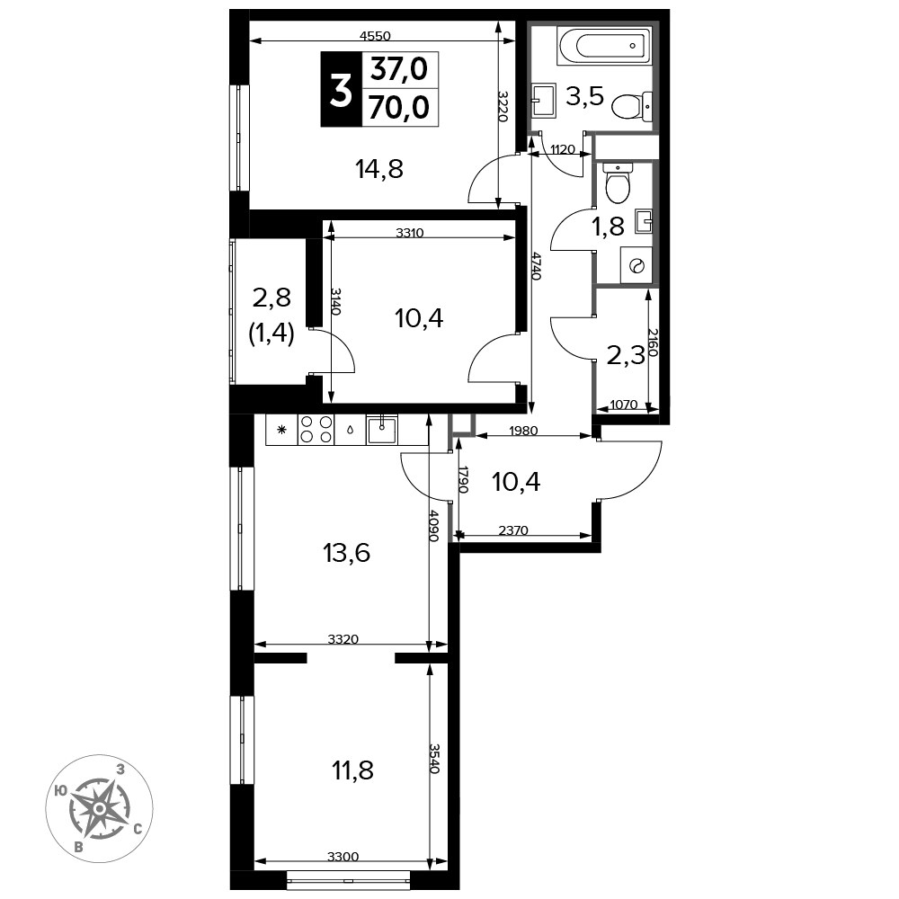 Планировка 71.2 м²