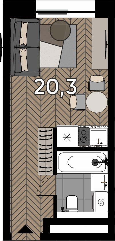Планировка 20.3 м²
