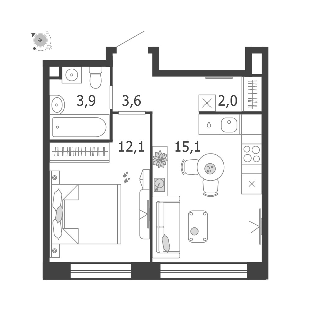 Планировка 36.7 м²