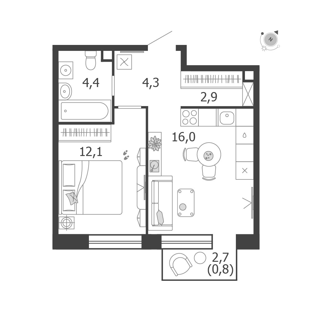 Планировка 40.5 м²