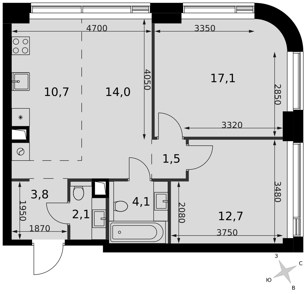 Планировка 66.0 м²