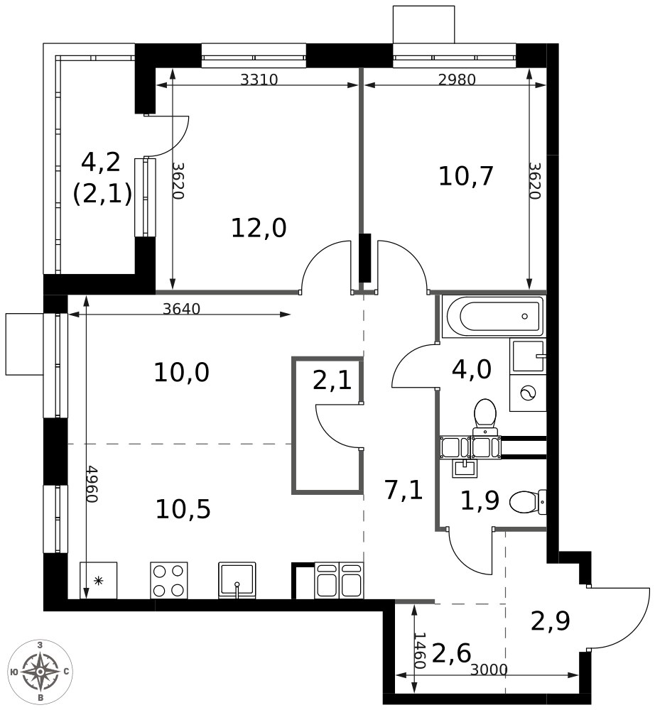 Планировка 65.9 м²