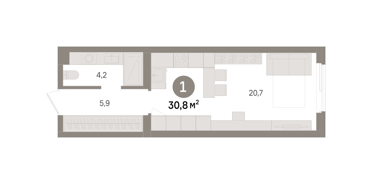 Планировка 30.8 м²