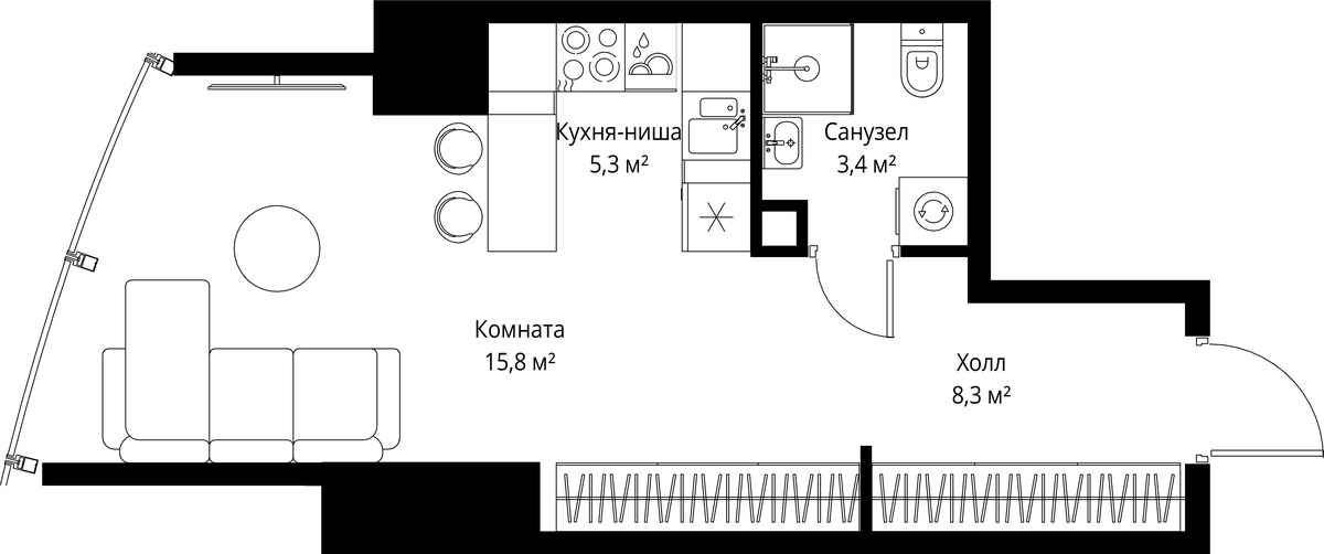 Планировка 32.8 м²
