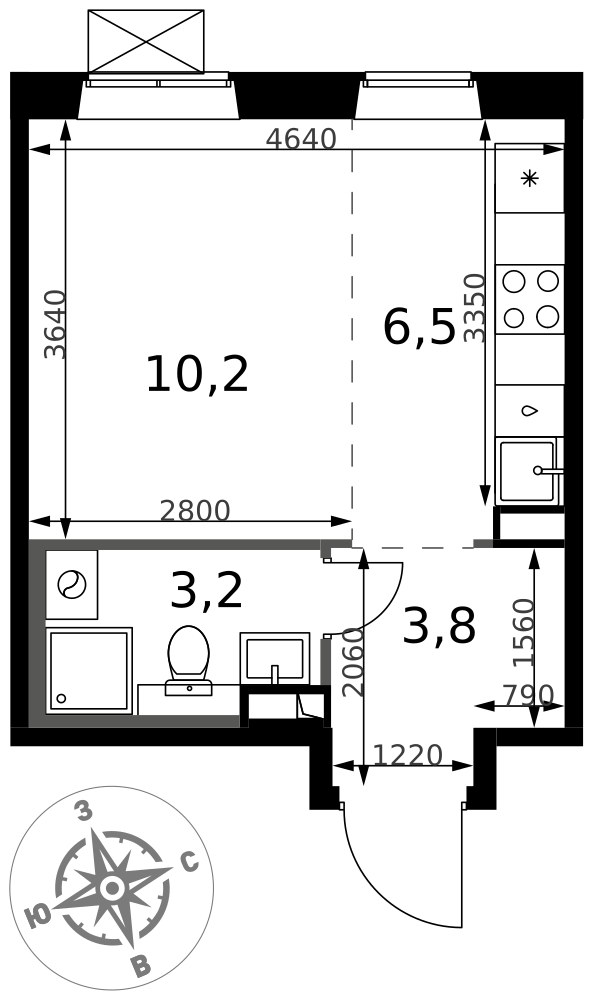 Планировка 23.7 м²