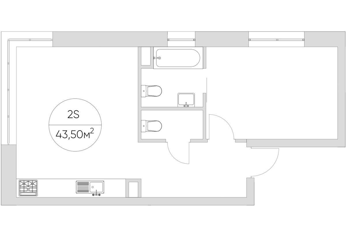 Планировка 43.5 м²