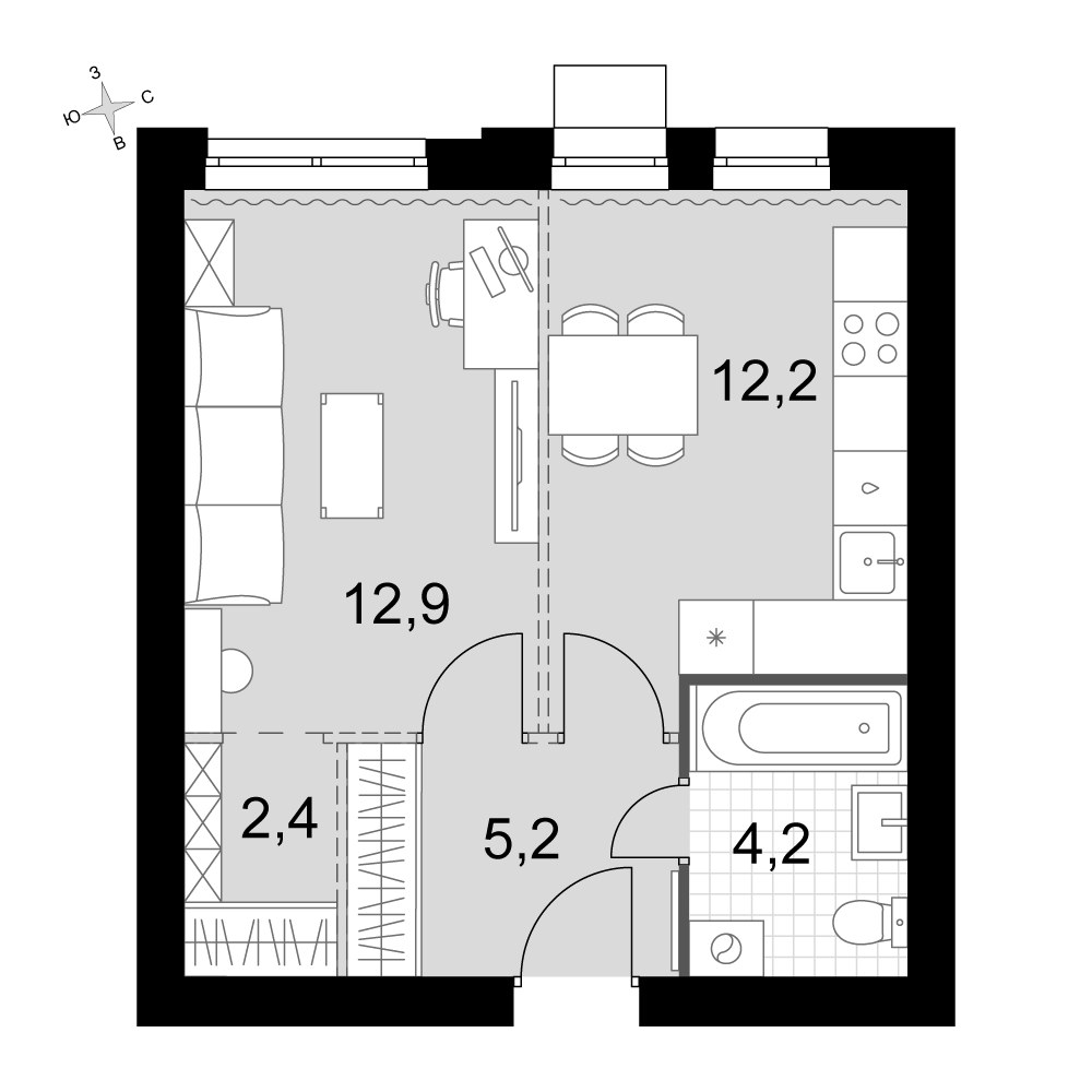 Планировка 36.9 м²