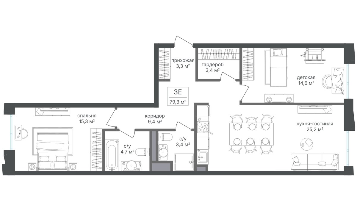 Планировка 79.0 м²