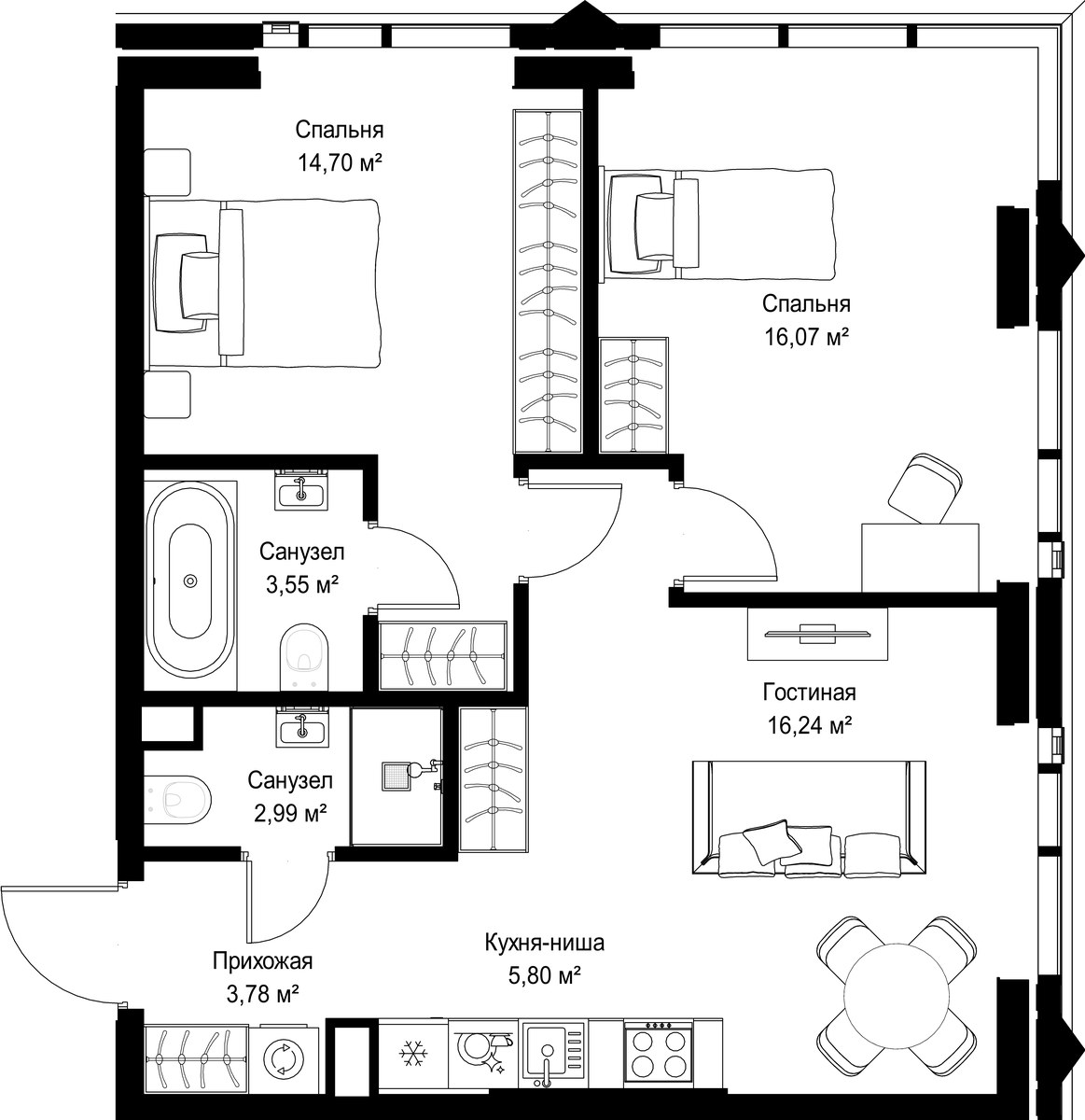 Планировка 63.13 м²