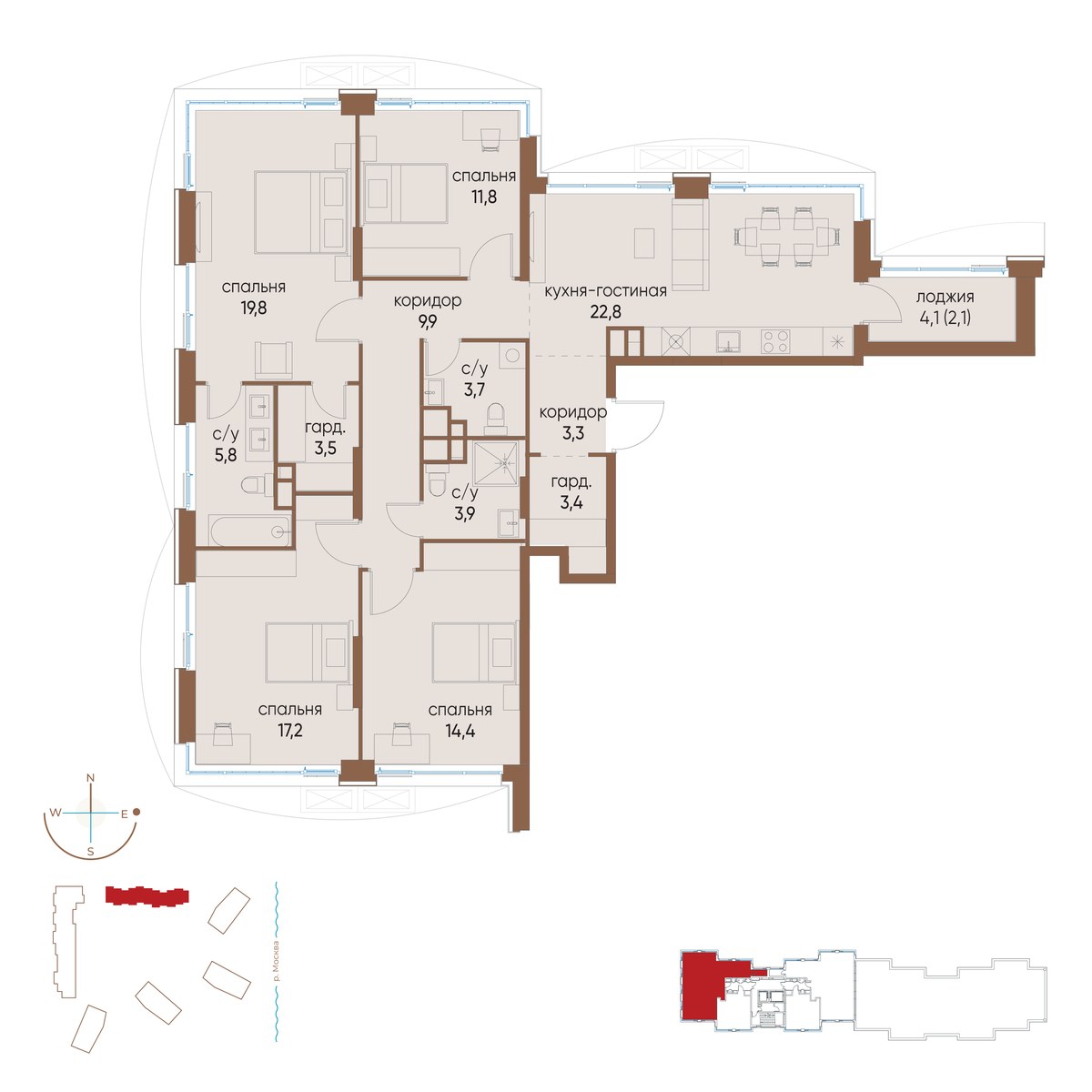 Планировка 121.6 м²