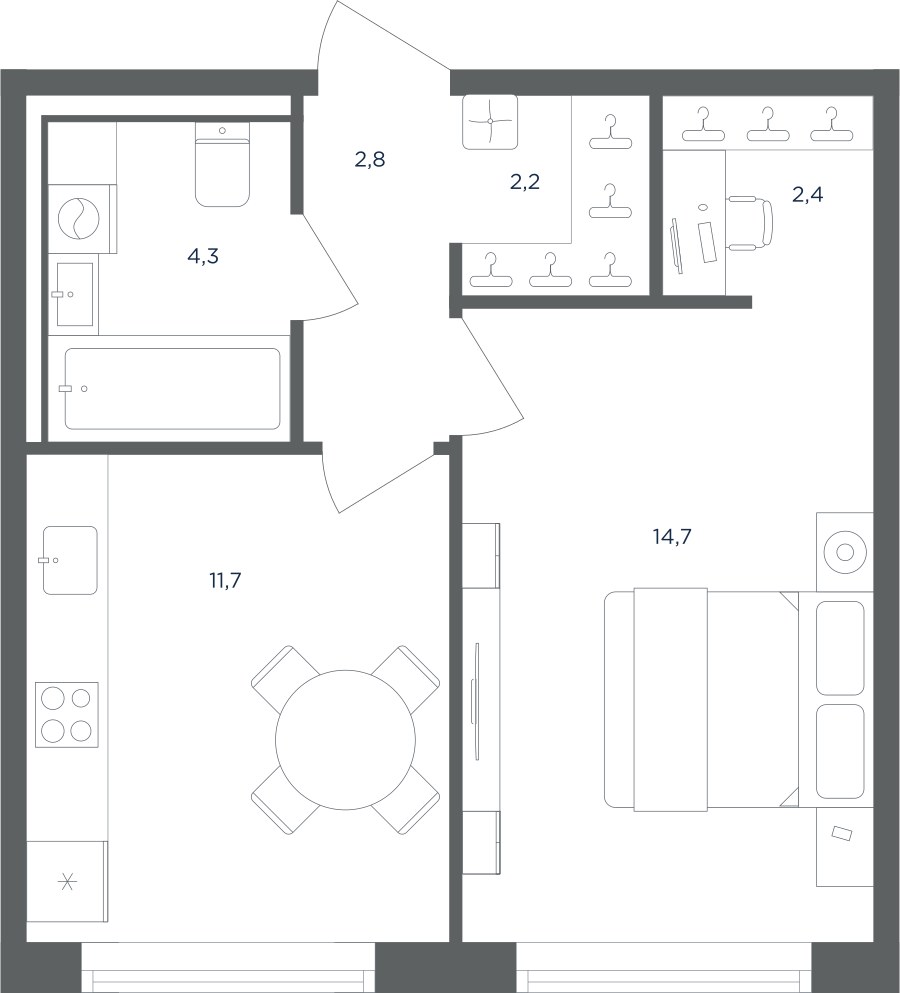 Планировка 38.1 м²