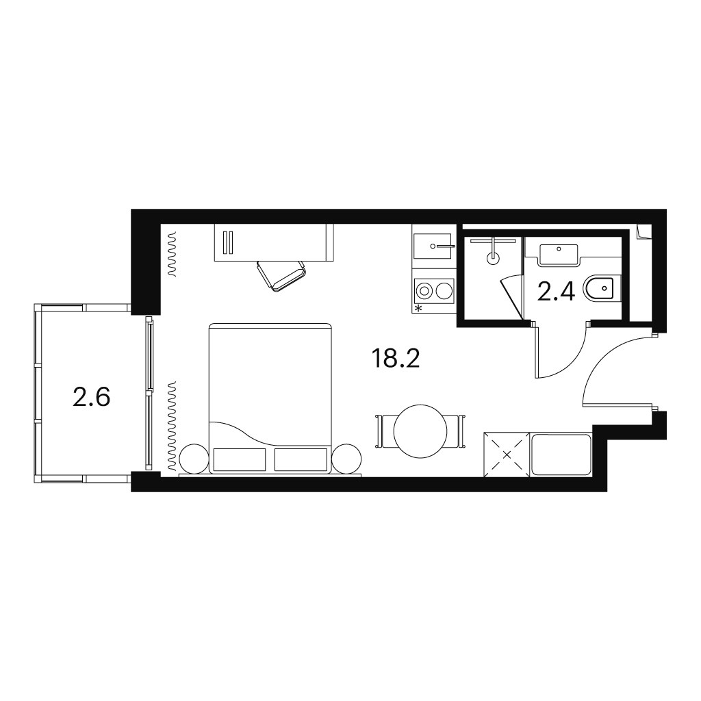 Планировка 23.2 м²