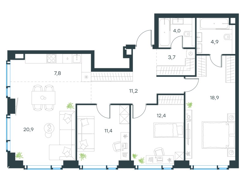 Планировка 95.2 м²