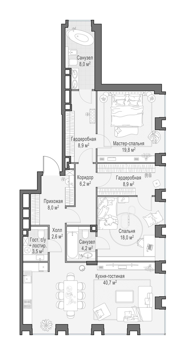 Планировка 128.9 м²