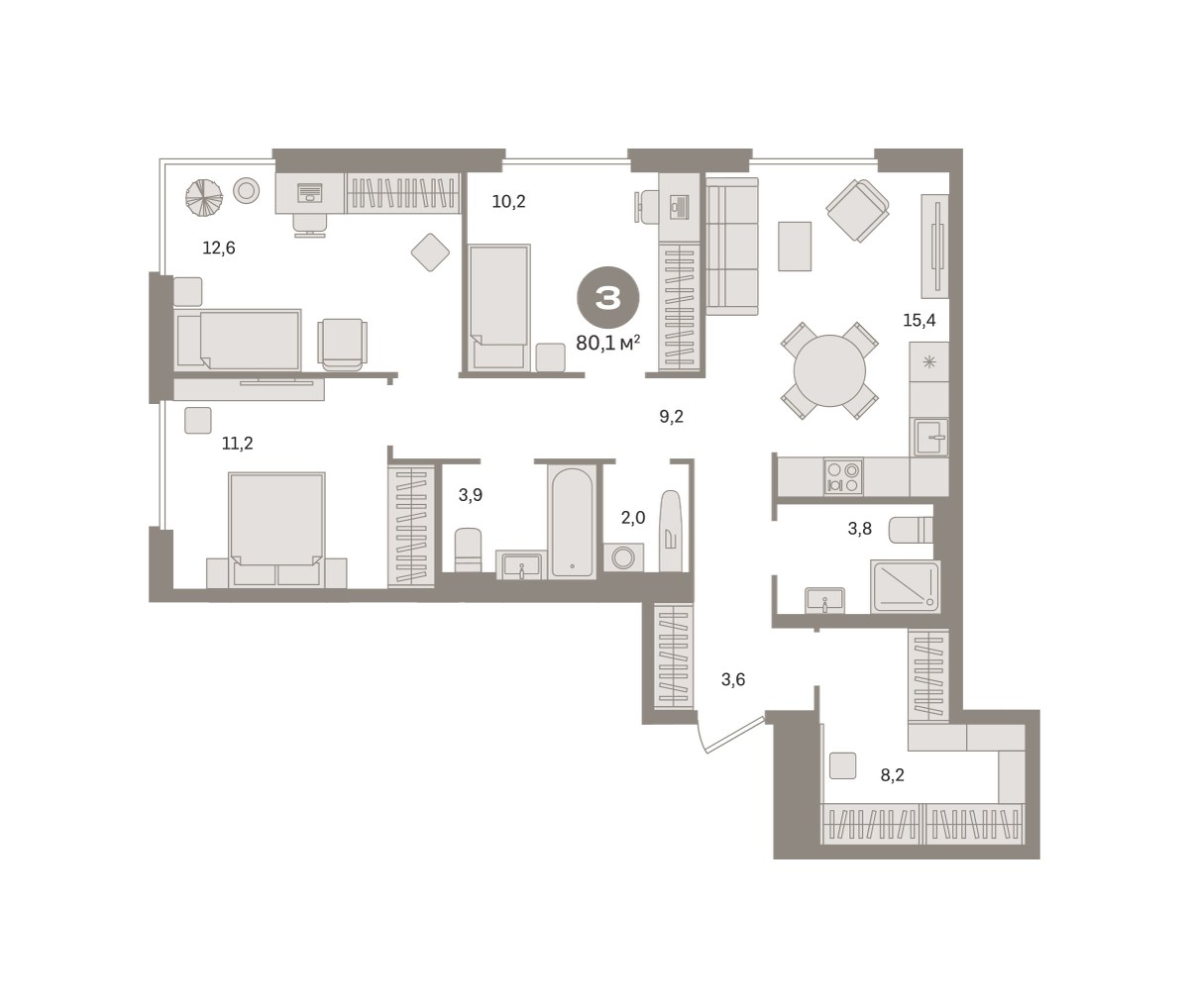 Планировка 80.09 м²