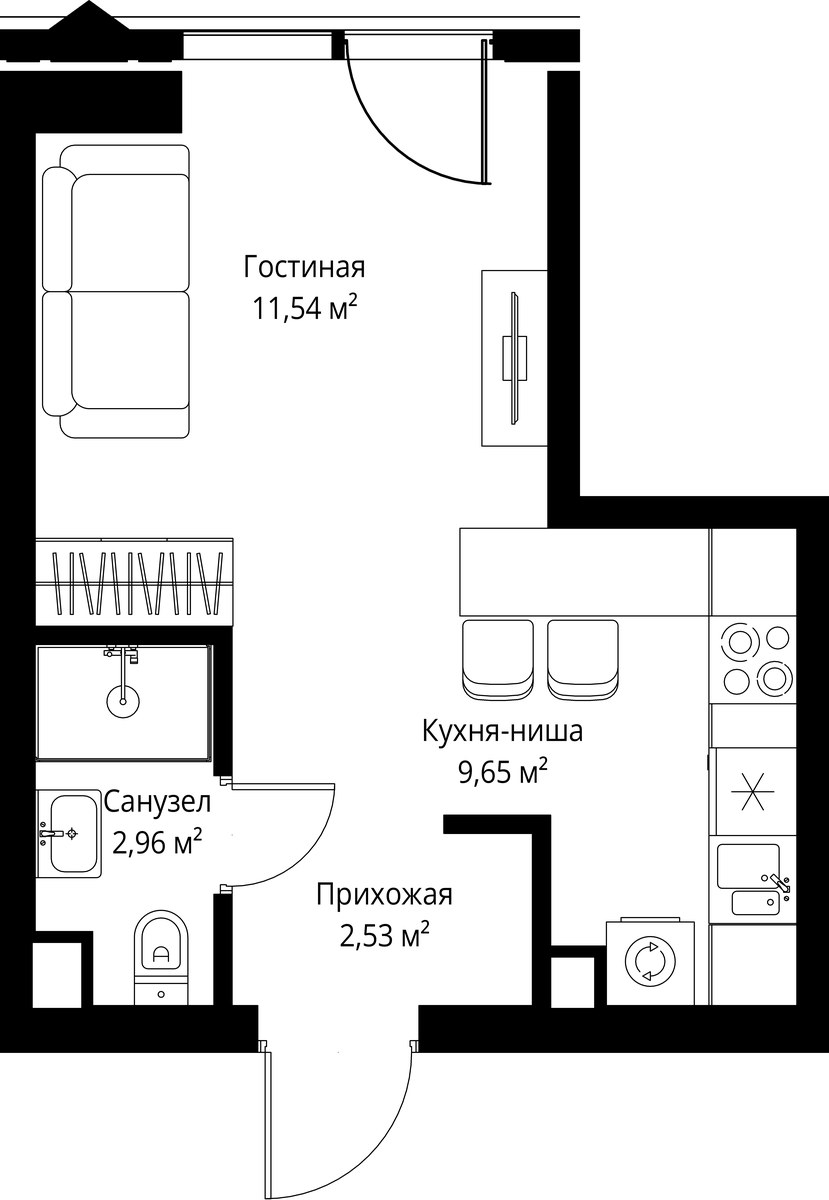 Планировка 26.68 м²