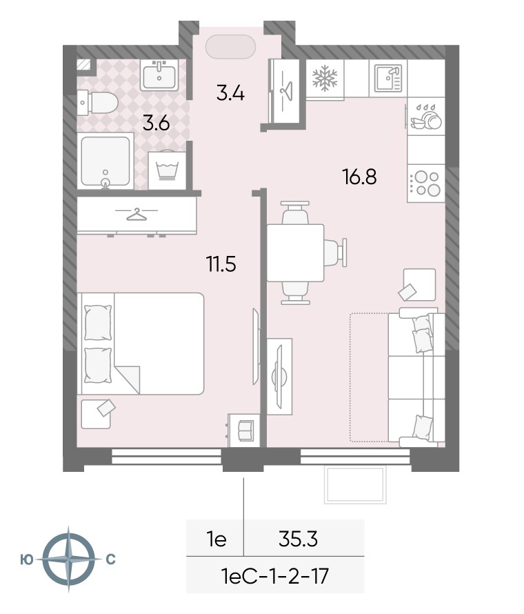 Планировка 35.3 м²