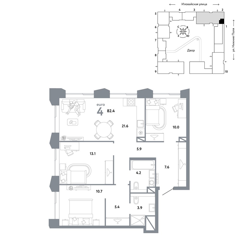 Планировка 82.4 м²