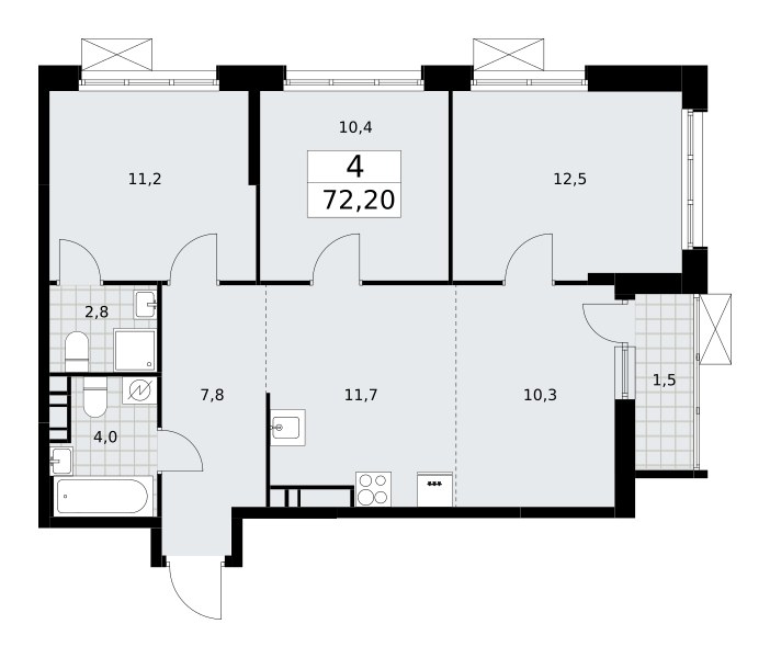 Планировка 72.2 м²