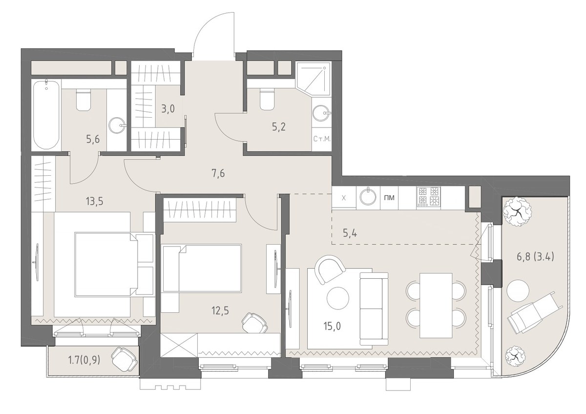 Планировка 72.1 м²