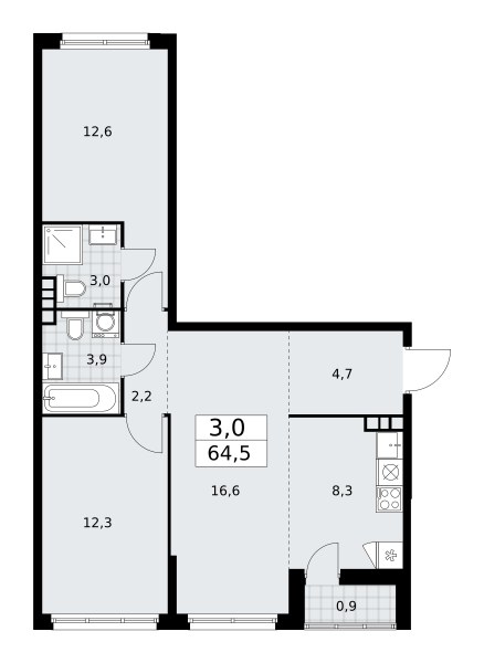 Планировка 64.5 м²