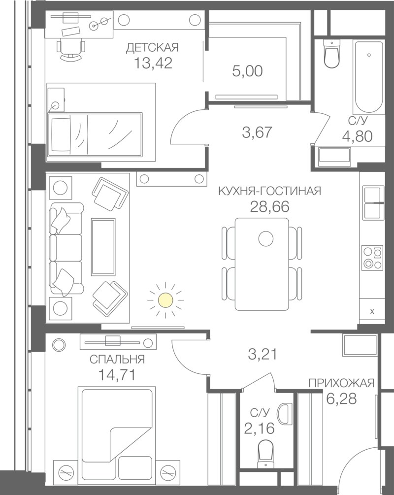Планировка 81.91 м²