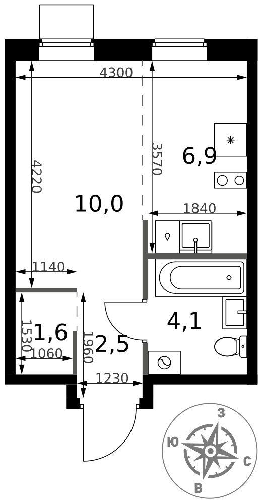 Планировка 25.1 м²
