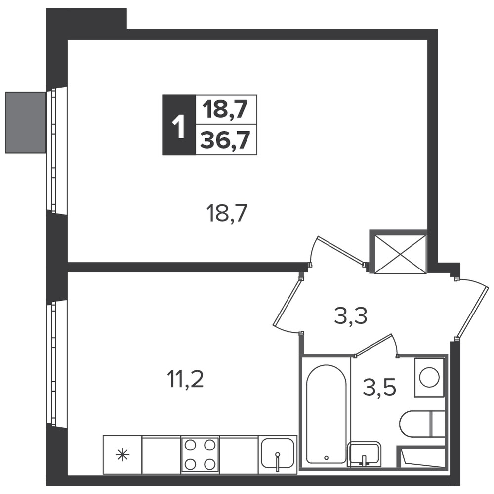 Планировка 36.6 м²
