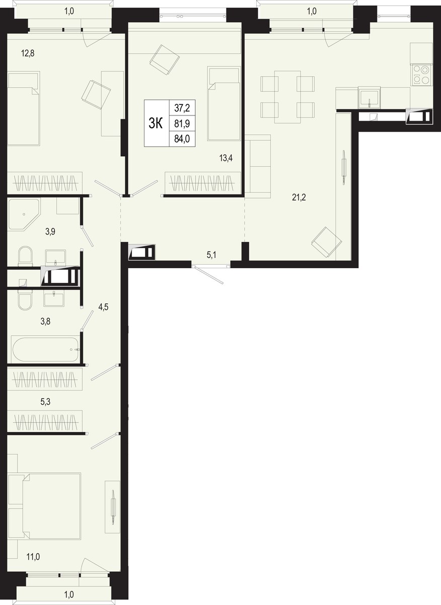 Планировка 83.2 м²