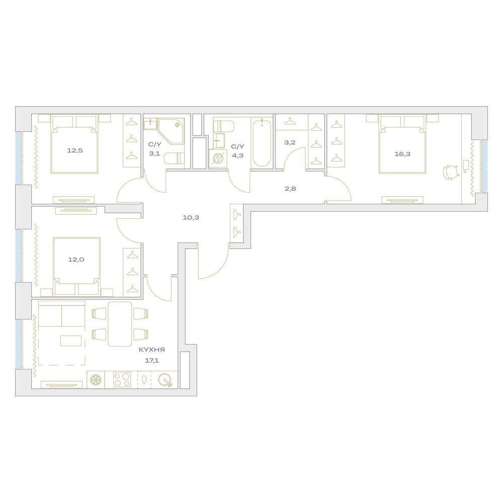 Планировка 80.8 м²