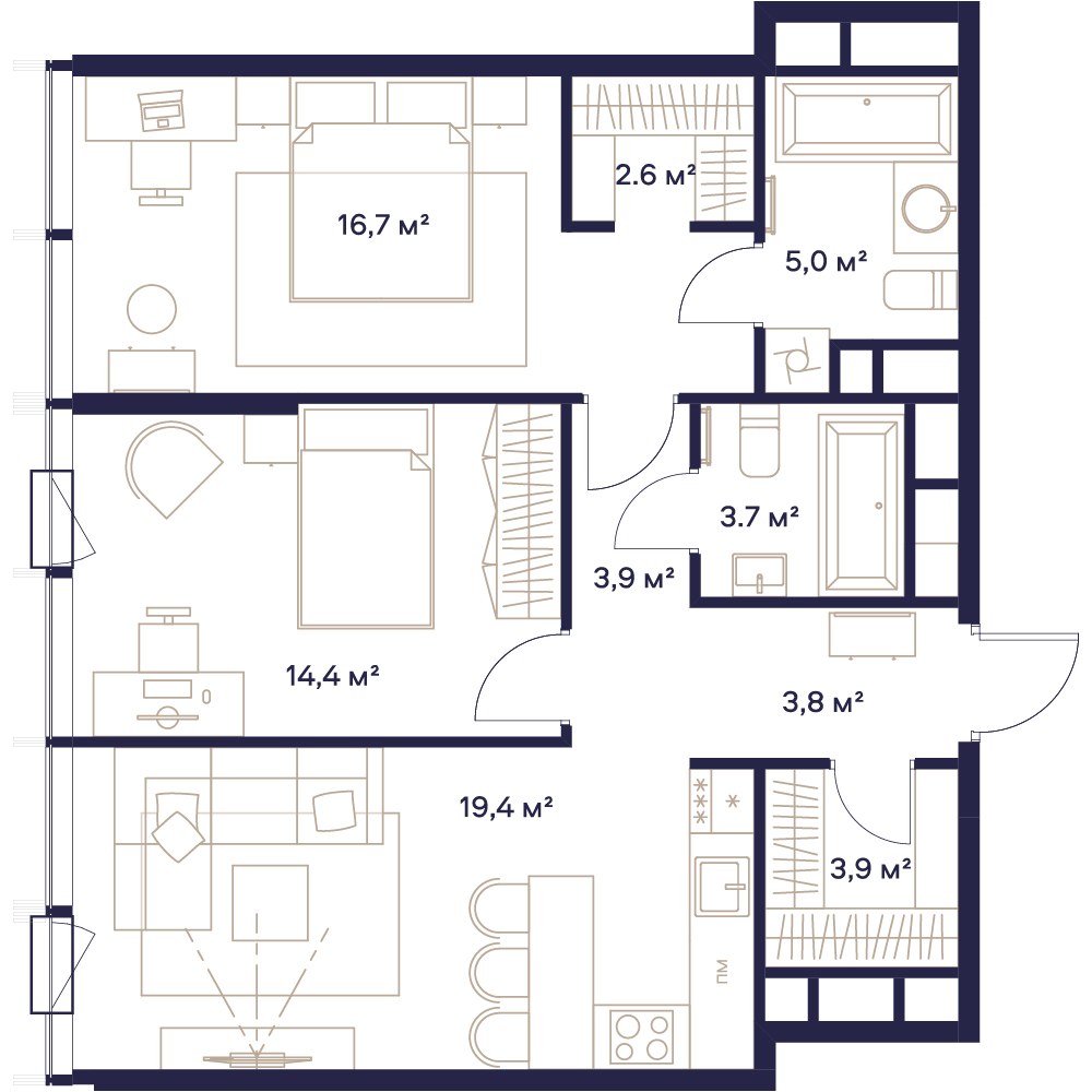 Планировка 72.5 м²