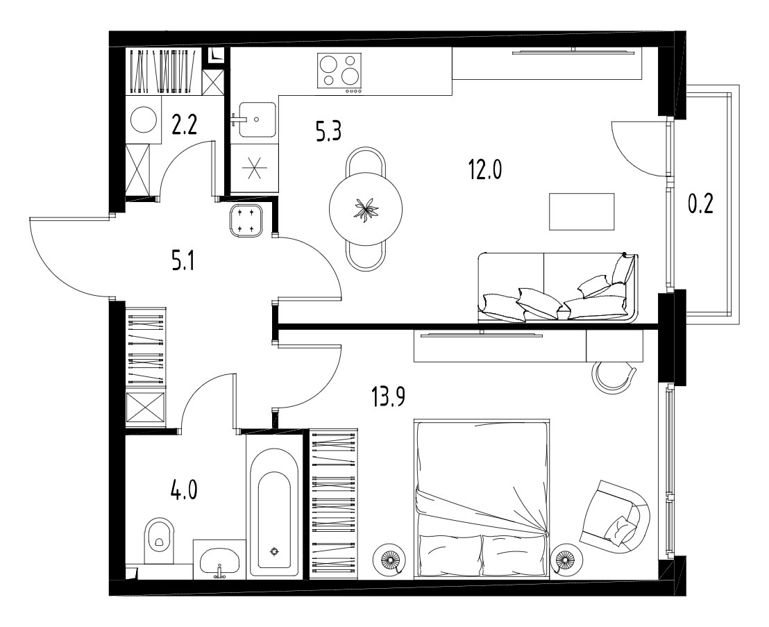 Планировка 42.6 м²