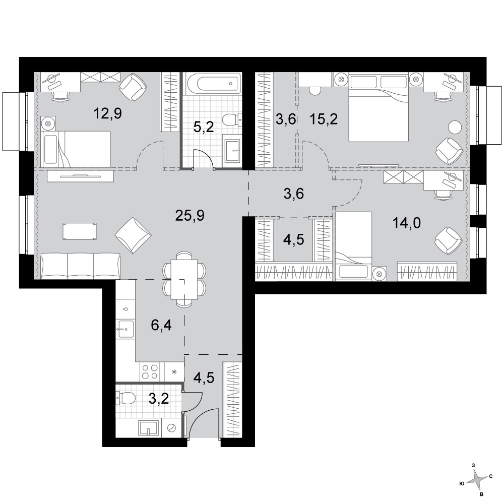 Планировка 99.0 м²