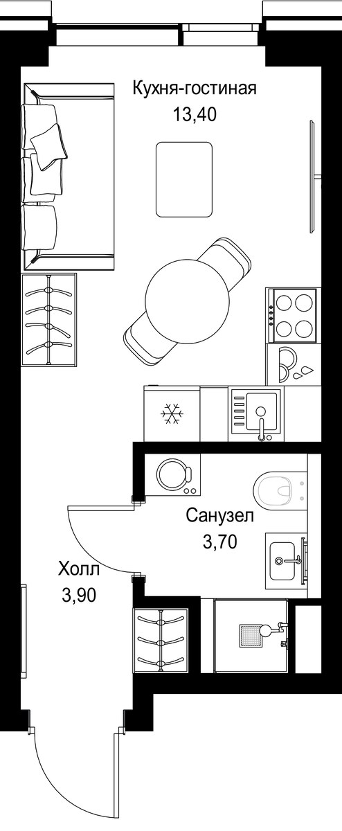 Планировка 21.0 м²