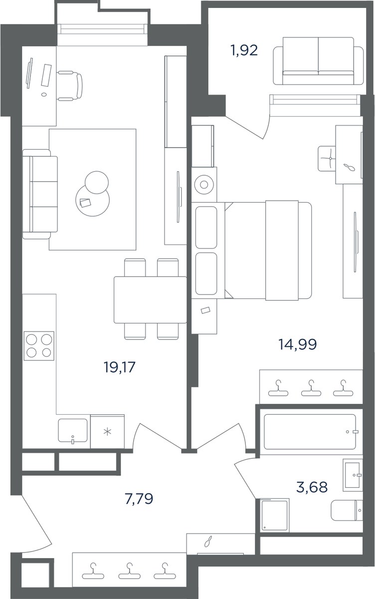 Планировка 47.5 м²