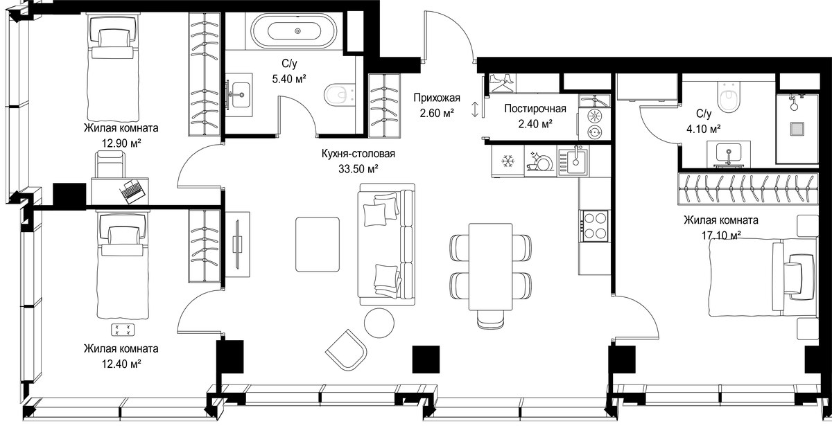 Планировка 90.4 м²