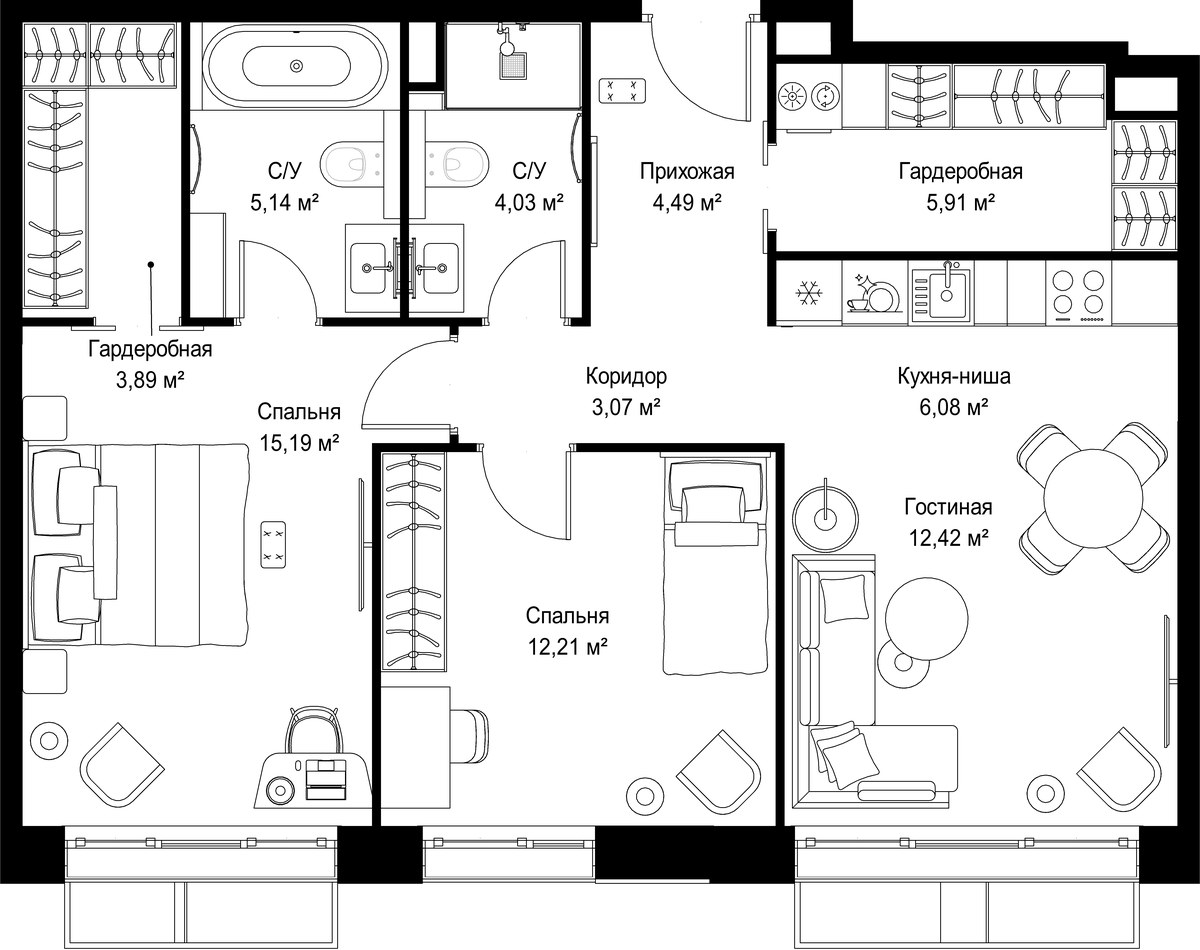 Планировка 72.43 м²