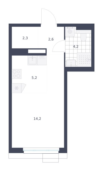 Планировка: 1-комнатная, 28.5 м²